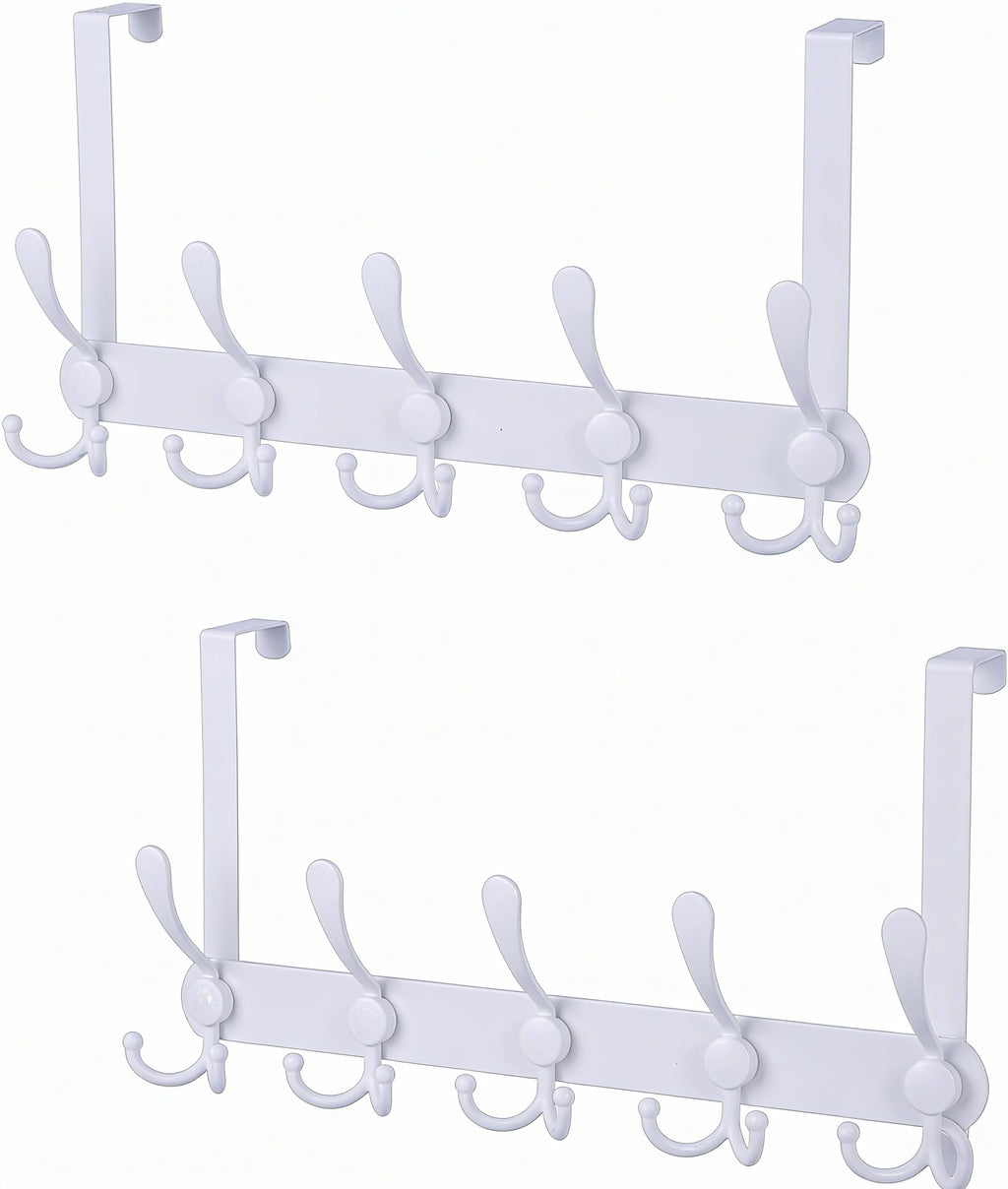 Encozy Over The Door Hooks,Coat Rack for Hanging Clothes Hat Towel (Heavy Duty White 2pcs)