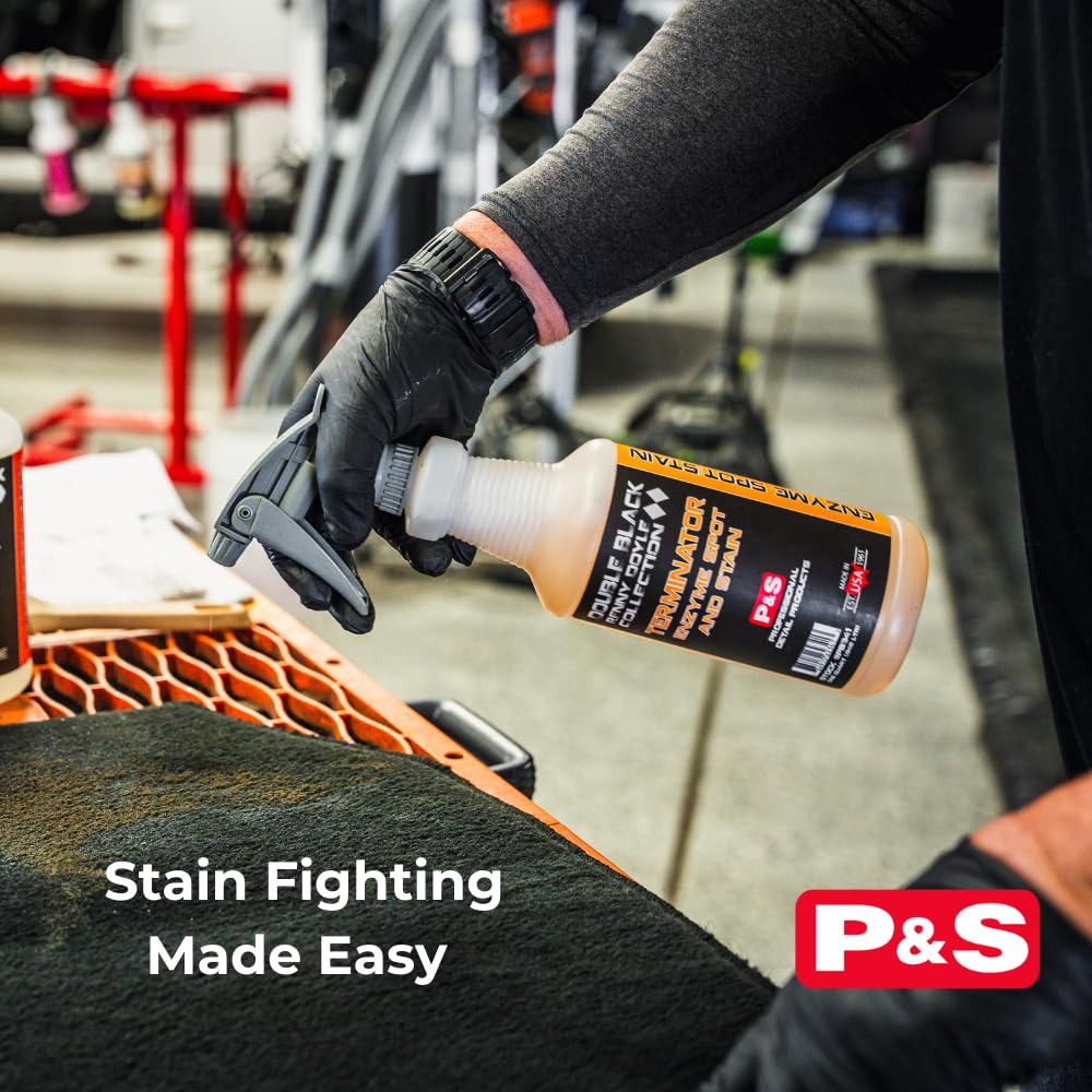 P & S Professional Detail Products Terminator Enzyme Spot & Stain Remover – Professional Upholstery & Carpet Cleaner, Eliminates Grease, Dirt, Protein-Based Stains, Fresh Scent - 1 Gallon