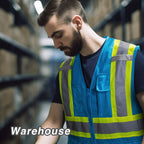KAYGO Safety Vest with Pockets - High Visibility Reflective Vest ANSI Class 2 Construction Vest (Type R, Not FR) KG0100 (2XL, Sky Blue, 1 Pcs)
