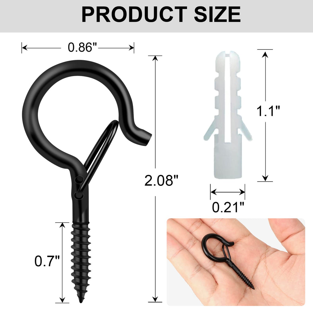 FSAH 12 PCS Q-Hanger Hooks with Safety Buckle, Windproof Screw Hooks