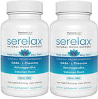 Serelax - Stress Relief Supplement - Supports Mood & Mental Focus - Feel Calm and Relaxed - Eases Tension & Nervousness - Ashwagandha, GABA, Valerian & L-Theanine - 60 Capsules (Pack of 2)