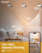 Ensenior 6 Pack 6 inch Black Gimbal Led Recessed Light, 5CCT 2700K-5000K, 360°+90° Rotatable, Dimmable, Aluminum, CRI90+, 1300LM 12W 120V, Eyeball Recessed Lighting, Directional Can Light, ETL&FCC