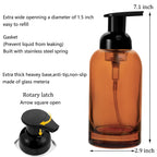 2 Pack Foaming Soap Dispenser, 12.7 Oz Thick Glass Pump, Amber