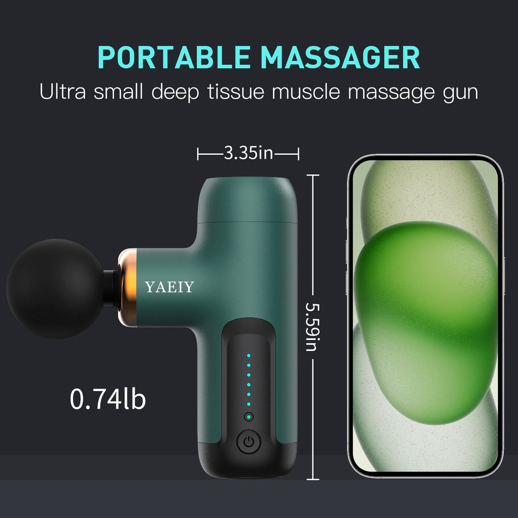 YAEIY Mini Massage Gun, Portable Massage Gun for Deep Tissue Muscle, Handheld Small Massage Gun, Compact Powerful Massager with Case for Travel, Athletes,Office Gifts, Black