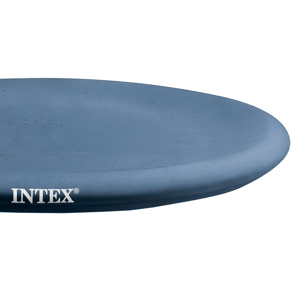 Intex 28026E UV Resistant Deluxe Debris Pool Cover for 13-Foot Intex Easy Set Above Ground Swimming Pool, Vinyl Round Cover with Drain Holes and Nylon Tie-Down Ropes, Blue