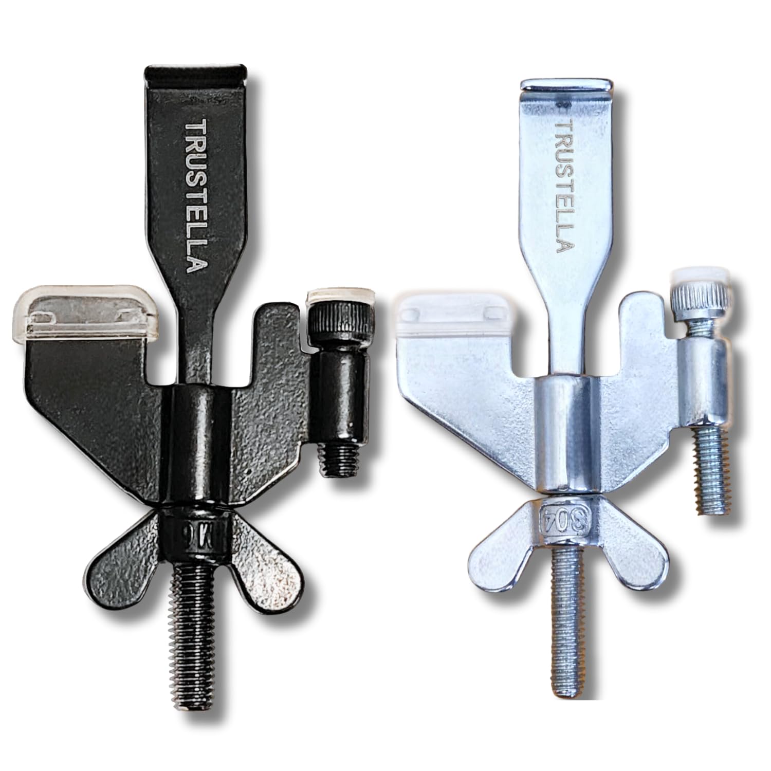 Original Trustella Heavy-Duty Portable Door Lock with Stainless Steel Build. Perfect for Home, Travel, Hotels, and Apartments for Inward-Opening Doors with a 2 mm Gap. (Silver/Black)