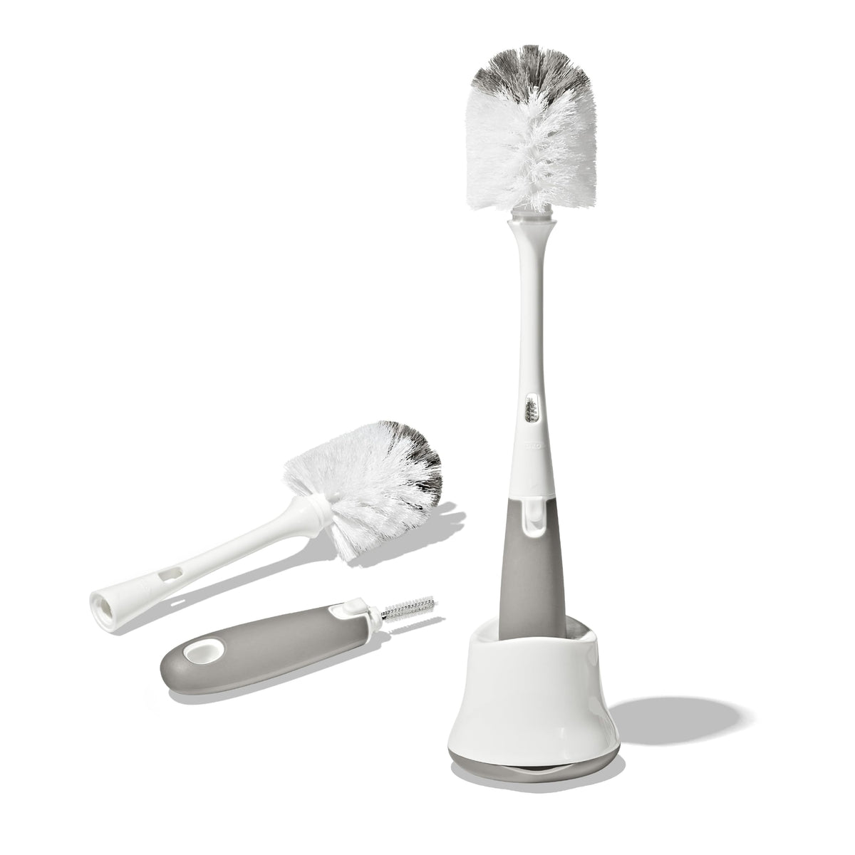 OXO Tot Baby Bottle Brush with Nipple Cleaner and Stand, Gray 2-Pack