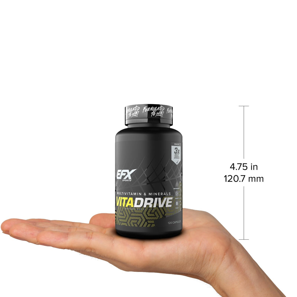 EFX Sports Vita Drive | Multivitamin Formulated for Athletes | Complex of Vitamins, Minerals, Micronutrients, & Antioxidants | 30 Servings, 120 Capsules