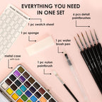 Grabie 50 Color Watercolor Paint Set with Brush Pens