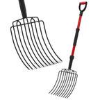 COSITA Pitch Fork for Garden, Wide Pitchfork with 10 Metal Tines, Heavy Duty Garden Fork with Fiberglass Handle 44-Inches, Chicken Coop Pitchforks for Manure, Mulching, Composting, Red