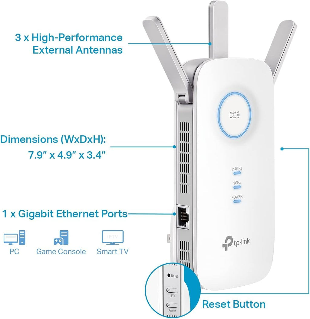 TP-Link AC1900 WiFi Range Extender RE550 | Dual-Band Wireless Repeater