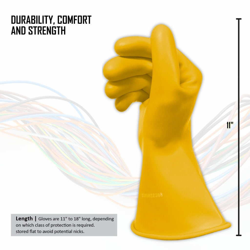 MAGID Insulating Electrical Gloves, Size 10, 12 Pair, Class 0 | Cuff Length - 11", Lineman, Electrician, Voltage Gloves Yellow, M011Y10