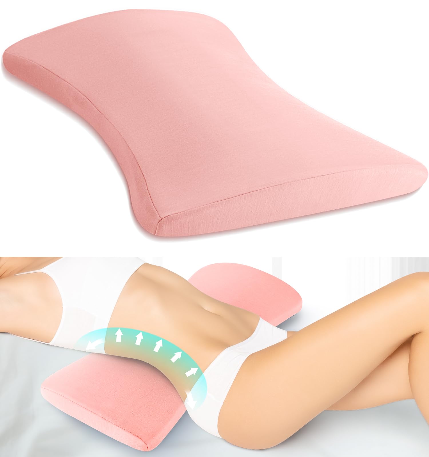 vamorry Poufs Lumbar Support Pillow for Bed Relief Back Pain: Lower Back Pillow for Sleeping - Memory Foam Waist Pillow - Back Wedge Bolster Pillow for Side, Back&Stomach Sleepers - Bed Rest Pillow