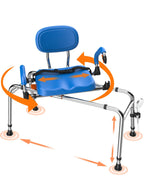 WHLICKS Sliding Shower Chair with Wide 360° Swivel Seat, 450lbs Tub Transfer Bench for Bathtub, Adjustable Height and Arms Width Shower Seat for Inside Shower, Shower Chair for Elderly and Disabled