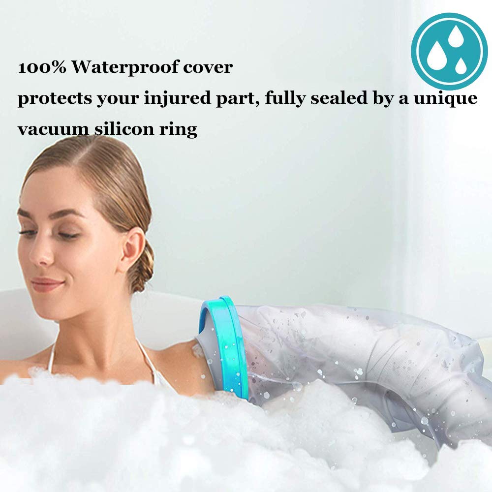 DUMSAMKER Full Arm Cast Cover for Shower Adult, 100% Waterproof Cast Shower Cover Arm, Soft Comfortable Cast Bag Cast Protector, Watertight Seal to Keep Wounds Bandage Dry, Reusable