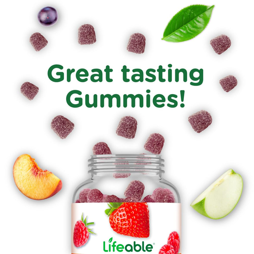 Lifeable Vitamin B6 Gummies | 100mg | Great Tasting VIT B6 Supplement | Vegan B6 Vitamins for Nerve Support Supplement | Vitamin B 6 for Adults, Men, Women | 60 Gummies (Pack of 2)