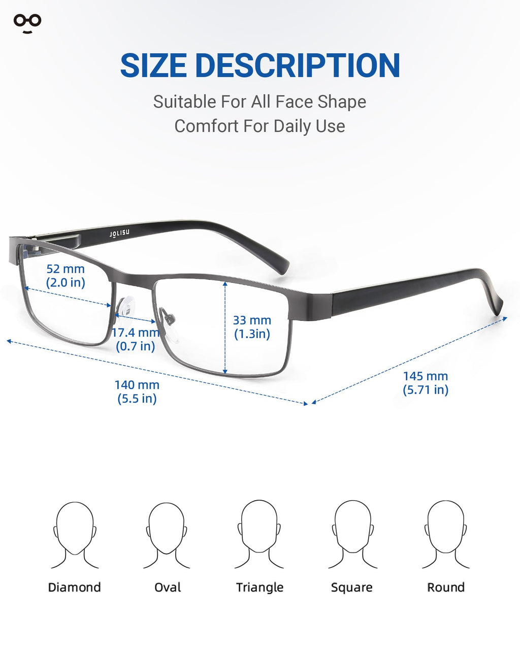 JOLISU 3PCS Blue Light Glasses Men - Bluelight Blocking Computer Metal Thin Frame For Mens/Women