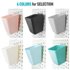 G.CORE Large Pegboard Cups Peg Board Storage Bin 6 Pack with Hooks, Square Box Shape Pegboard Cup Holder Accessories for Garage Workbench/Craft Room/Office/Playroom/Home Kitchen Organization (Grey)