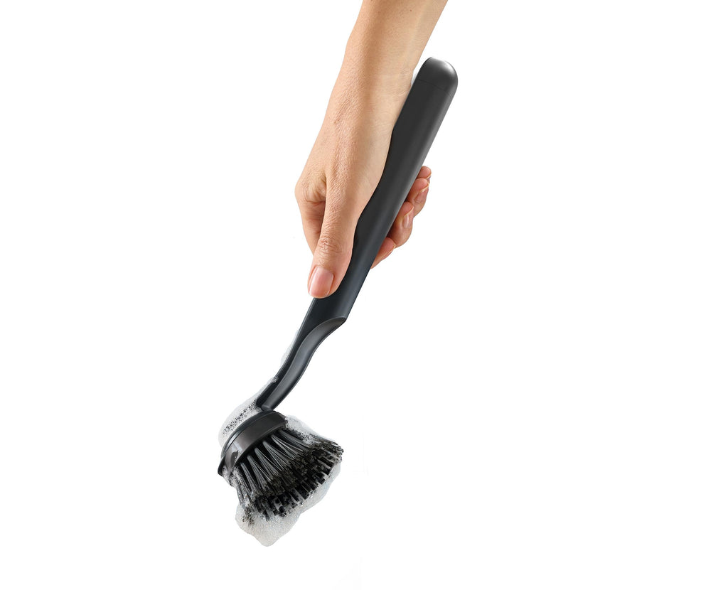 Joseph Joseph SinkTech Dish Brush with Replacement Head and Stainless-Steel Storage Stand Drip Tray