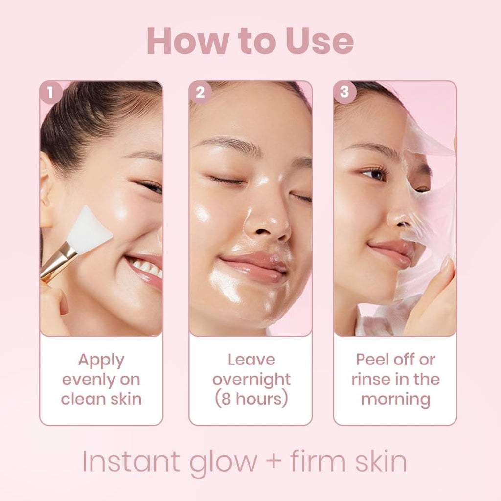 YURI Collagen Overnight Wrapping Peel Off Face Mask, Overnight Collagen Face Mask Easy Peel Off Facial Mask Skin Care Night Mask, Reduce Fine Lines & Dullness, Anti-Aging Skin Car