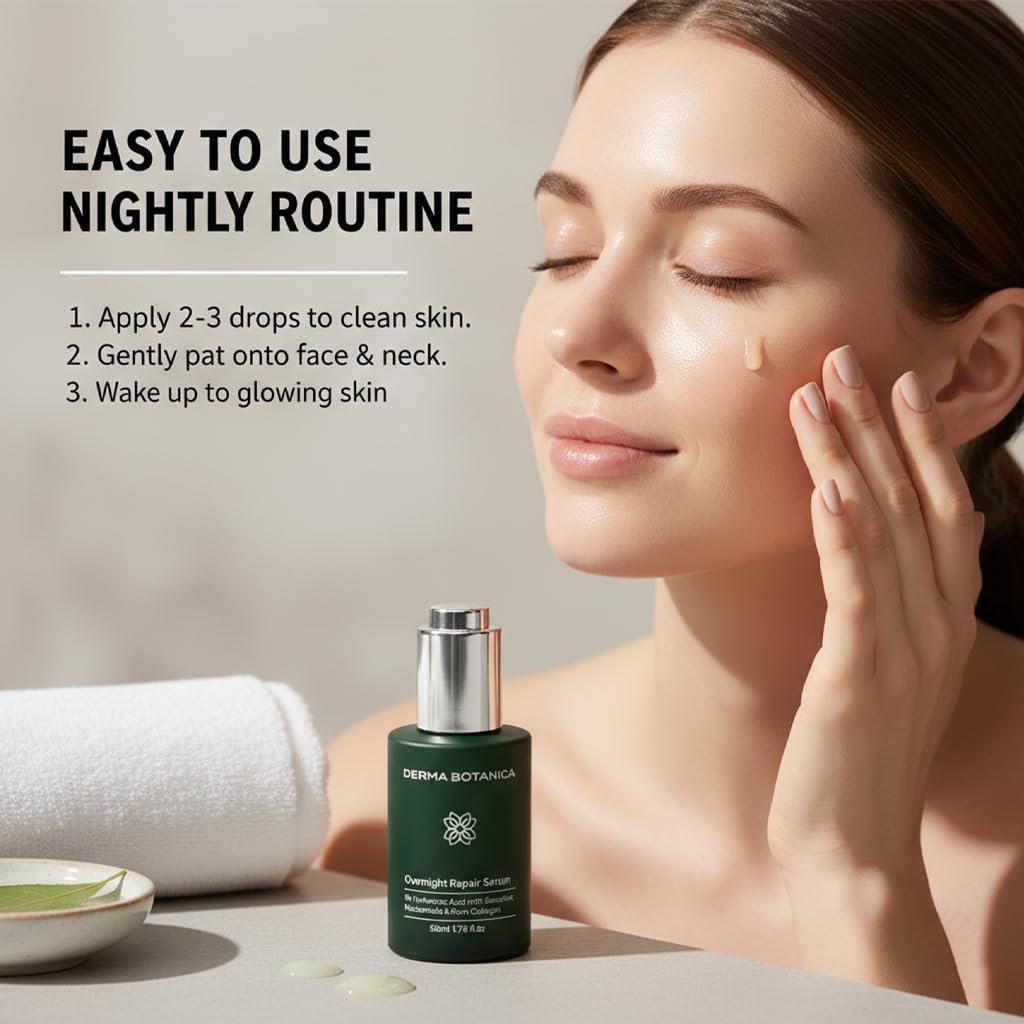 Derma Botanica Overnight Repair Serum,Derma Botanica Overnight Serum,with Multi-Molecular Hyaluronic Acid - smooth, and refresh the look of skin for a more youthful appearance. 1.76fl.oz(1pc)