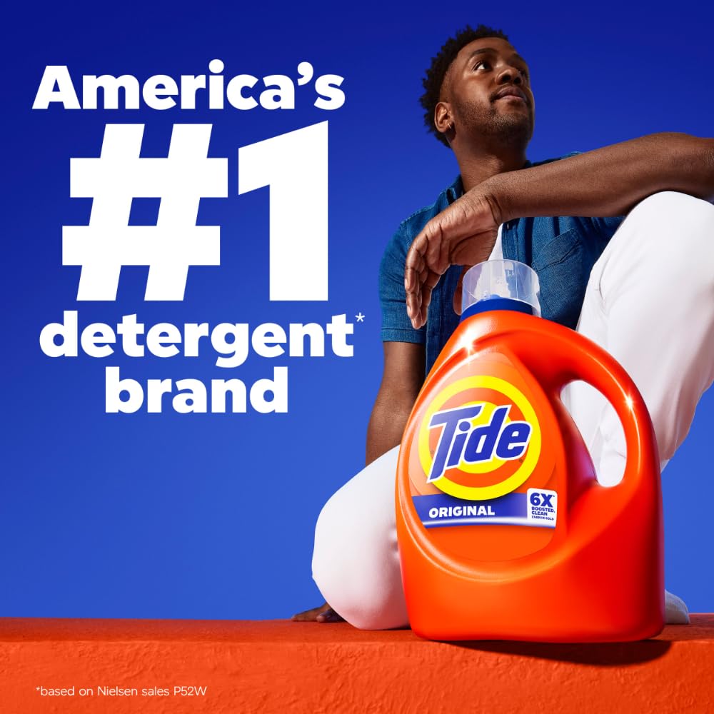 Tide Laundry Detergent Liquid, Original Scent, 80 Loads, 100 FL OZ, Works on 100% of Common Stains, Laundry Soap, Liquid Laundry Detergent