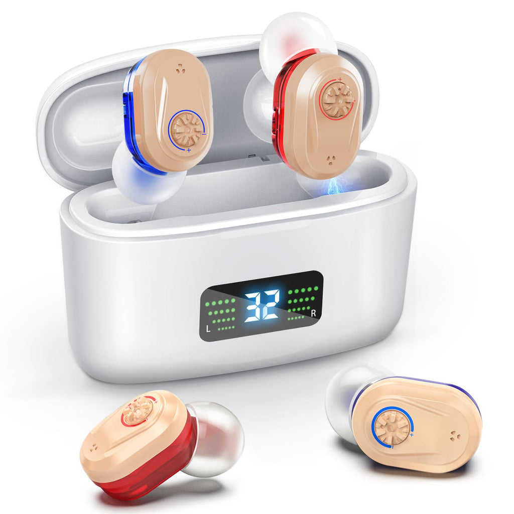 RlsitKee Hearing Aids, Hearing Aids for Seniors, Rechargeable, Hearing Amplifiers with HD digital Displays and Charging Case, Hearing Aid with Volume Adjustable and Noise Reduction for Hearing Loss