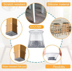 32 Pcs Square Chair Leg Protectors for Hardwood Floors,Felt Furniture Floor Protectors with Silicone Caps, Extra Large Size (Fits Chair Legs with Side Length: 1-5/8" to 2")