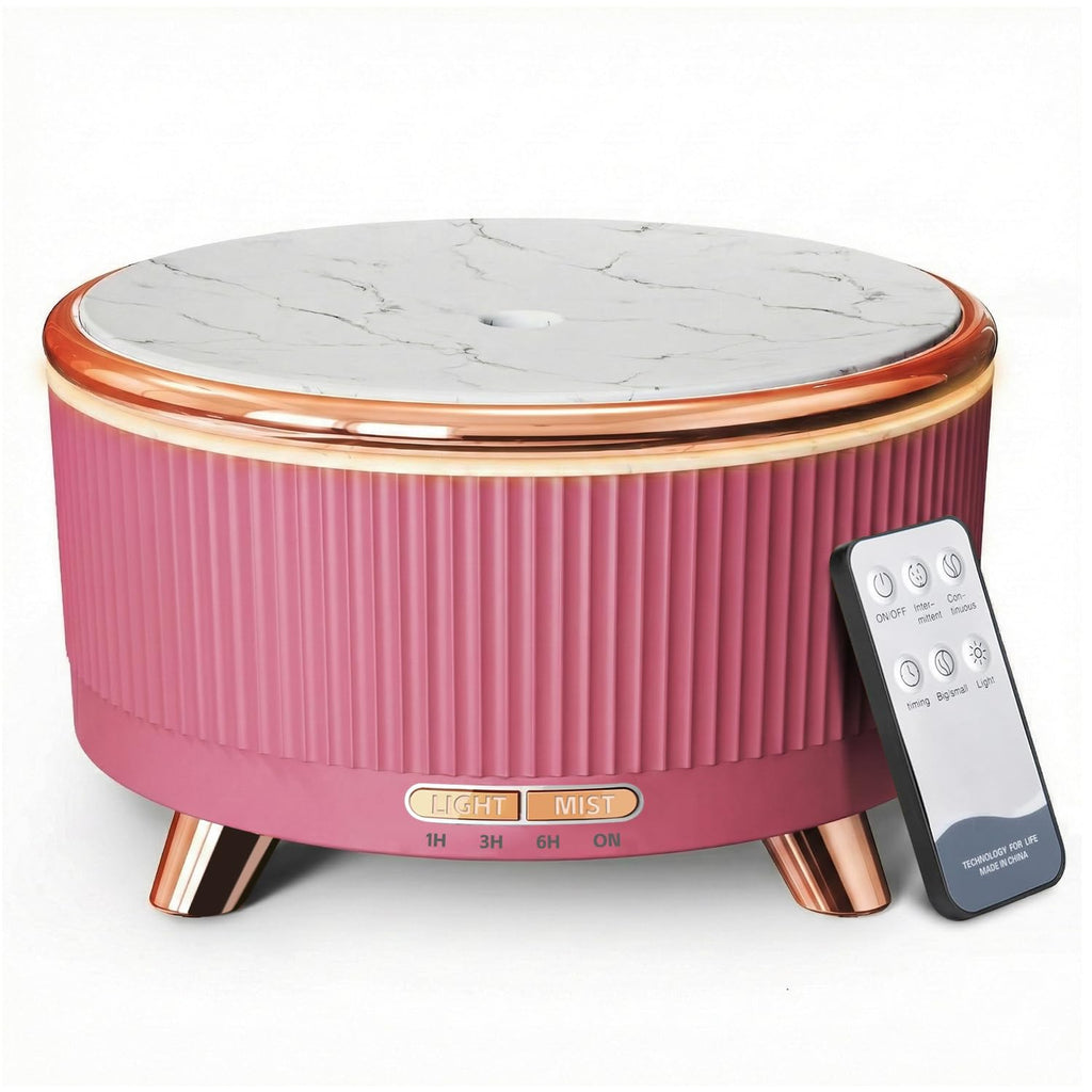 500ML Large Capacity Essential Oil Diffuser, Ultrasonic Aromatherapy Diffuser with 7 Color LED Lights with Remote Control, Cool Mist Humidifier, Timed Mist, Auto Shut-Off (Pink)