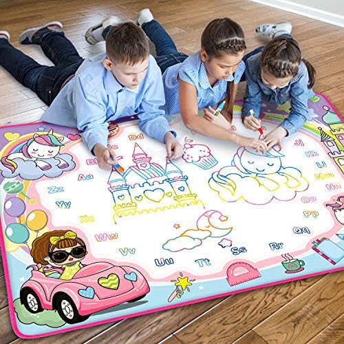Water Doodle Mat- Kids Painting Writing Doodle Board Toy - Color Drawing Mat Bring Magic Pens Educational Toys for Age 3 4 5 6 7 8 9 10 Year Old Girls Boys Toddler Present