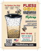 Flies Be Gone Outdoor Fly Trap - Disposable Protein-Powered Attractant Fly Catcher - Natural Attractant Trap for Patios, Ranches. Easy to Use Outdoor Traps, Helps Manage Fly Populations Outdoors
