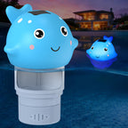 Solar Pool Chlorine Floater, Chlorines Floater with Light, Glow in Dark Chlorines Tablet Floater, Blue, 9 Inch