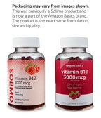Amazon Basics Vitamin B12 3000 mcg, Normal Energy Production and Metabolism, Immune System Support, 100 Gummies (2 per serving), Pack of 2, Raspberry (Previously Solimo)