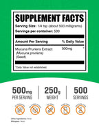 BulkSupplements.com Mucuna Pruriens Extract Powder - Mucuna Pruriens Supplements, Herbal Supplement - Vegan & Gluten Free, 500mg per Serving, 250g (8.8 oz) (Pack of 1)