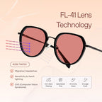 BRADDELL FL-41 Photochromic Transitional Rose Tinted Migraine Light Sensitivity Glasses for Fluorescent LED Glare, Photophobia and Eye Strain (Acetate)