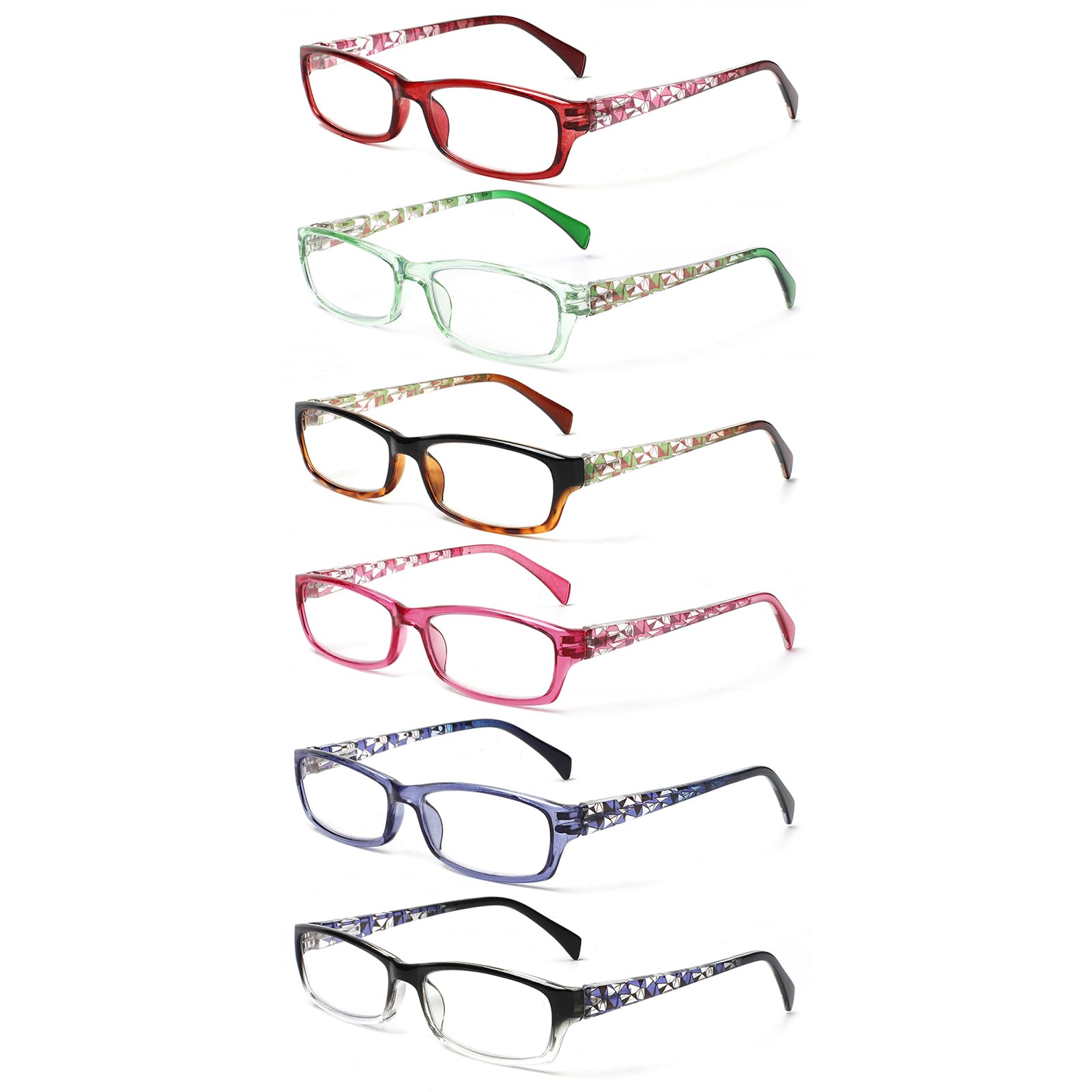 Kerecsen Computer Reading Glasses for Women Blue Light Blocking Glasses for Reading Fashion Pattern Print Eyeglasses for Womens(Mix Color -7, 1.50)