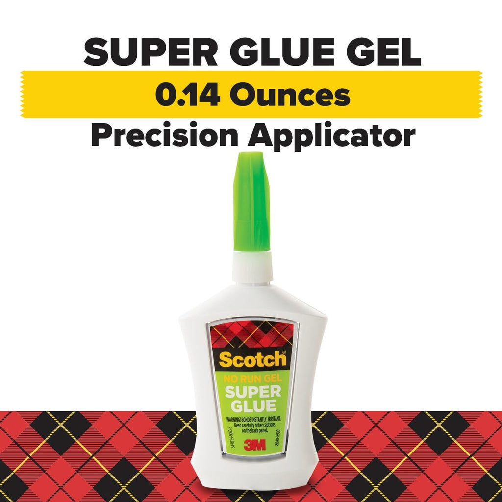 Scotch Super Glue Gel, 4-Pack of Single-Use Tubes, .017 oz Each, Fast Drying, No Run Gel Formula (AD119)
