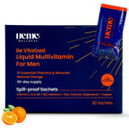 BeMe Liquid Multivitamins for Men - Advanced Liquid Delivery System with 13 Vitamins & Minerals - Tear & Go Sachets, Non-GMO, Orange Flavor (30 Sachets)