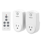 2 Pack Remote Control Outlet, TESSAN Wireless Electrical Plug Switch for Lights, Lamps, Fans, 100ft RF Range, 1200W (1 Remote + 2 Outlet)