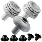Pushglossy 1 Set Swimming Pool Water Jet Connectors Replacement Parts Kit Small Strainers with Pool Outlet Strainers, Inlet Nozzles and Hole Plugs with 1.25 Inch Fittings (Black,Grey)