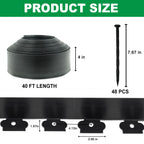 Hugeleaf Landscape Edging Kit Garden Edging 40 Ft with 48pcs Spikes