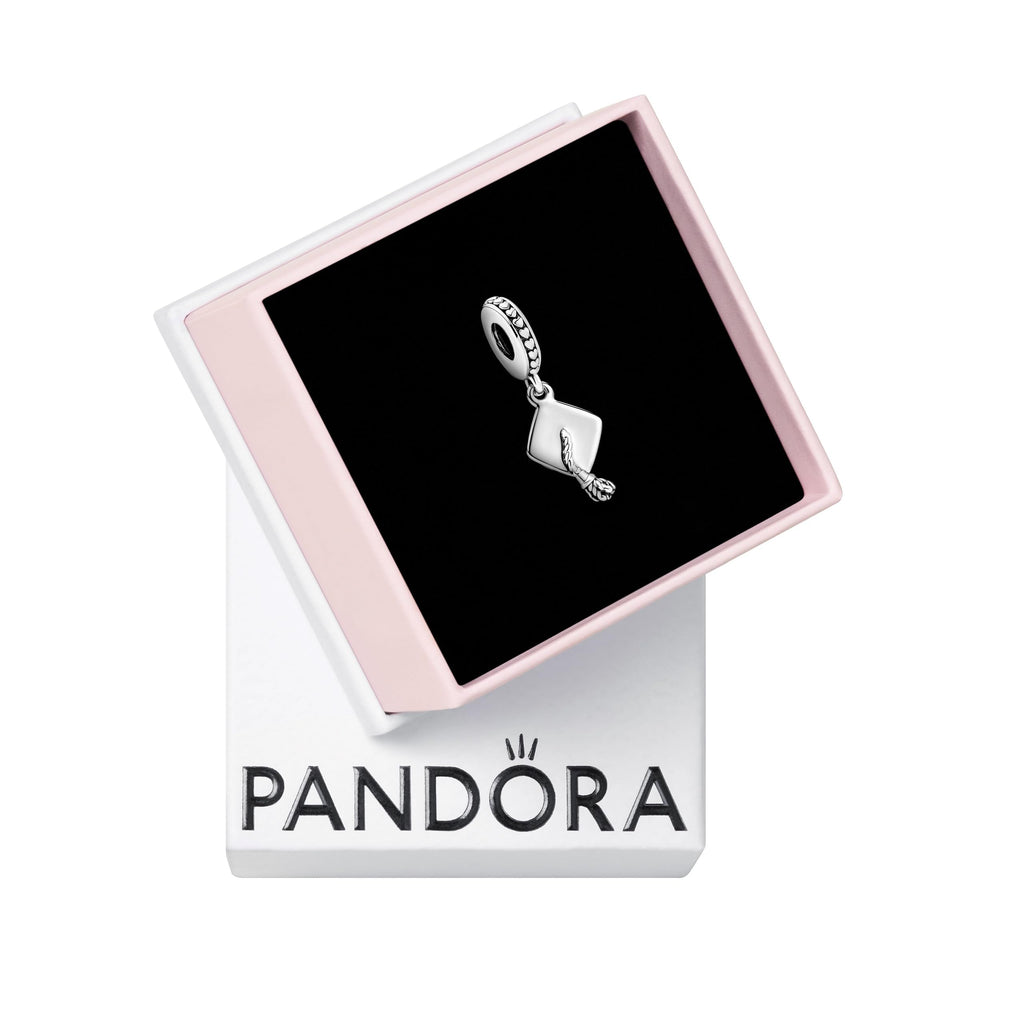 PANDORA Graduation Cap Dangle Charm - Hand-Finished Keepsake - Jewelry for Women with Gift Box - Compatible Moments Charm Bracelets - Sterling Silver