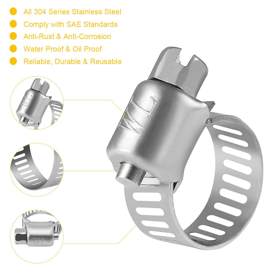 WINL Stainless Steel Hose Clamps (SAE#64 (2-1/2" ~ 4-1/2"))