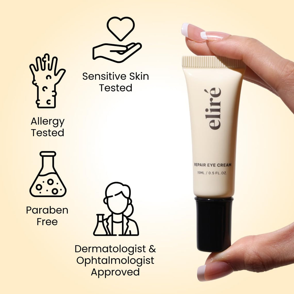 Eliré Repair Eye Cream - Restores and Strengthens Delicate Under-Eye Skin - With Ceramides and Caffeine - Reduces Fine Lines, Wrinkles and Puffiness - Fast-Absorbing - Dermatologist-Tested - 15ml