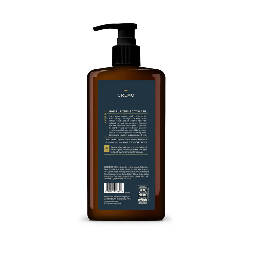 Cremo Rich-Lathering Palo Santo Body Wash for Men, Notes of Bright Cardamom, Dry Papyrus and Aromatic Palo Santo, 32 Fl Oz