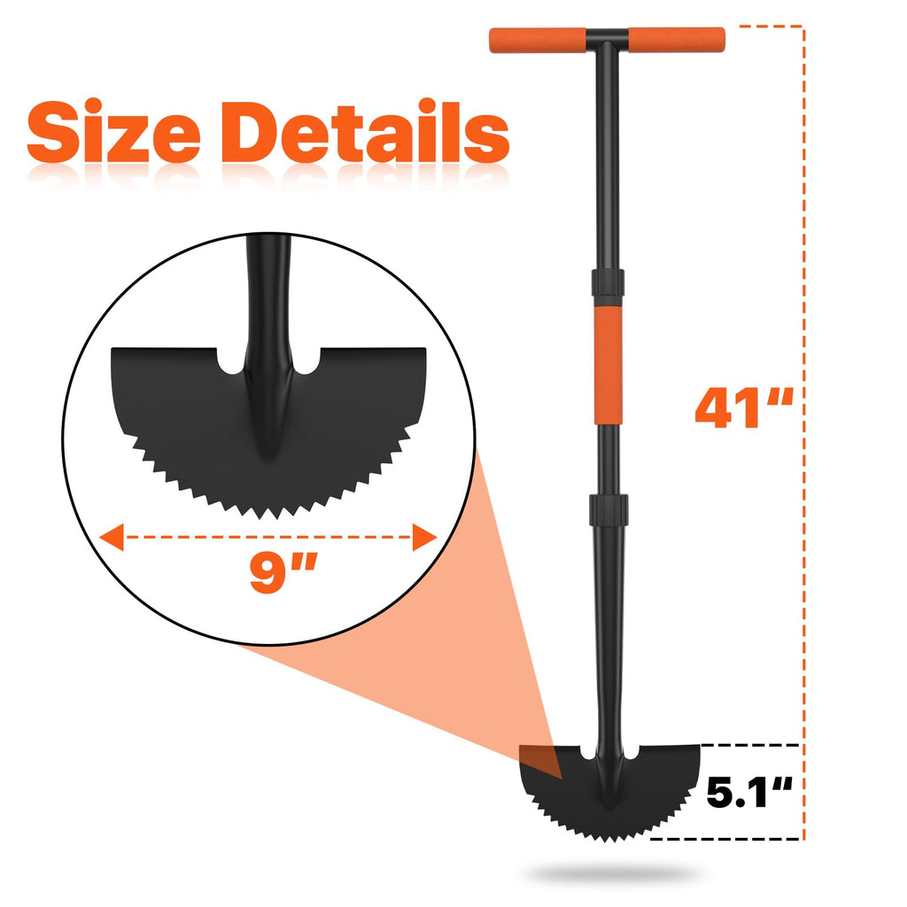 ATUHOLA Manual Edger Lawn Tool, 41-inch Lawn Edger with Saw Tooth Blade, Half Moon Hand Edger with Metal Shaft, T-Grip Handle, Heavy Duty Garden Edger Tool for Sidewalk, Grass, Yard, Landscape