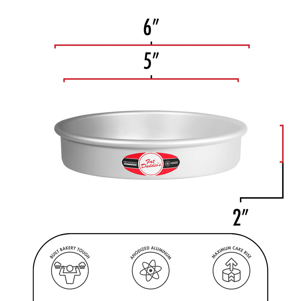 Fat Daddio's Anodized Aluminum Round Cake Pans, 2 Piece Set, 5 x 2 Inch