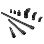 WORKPRO 9-Piece Impact Socket Extension Set, Includes 3/8" Drive Extension Bar Set, 1/4", 3/8" & 1/2" Drive Universal Joints and Adapters, Premium Chrome Vanadium Steel with Black Phosphate Finish
