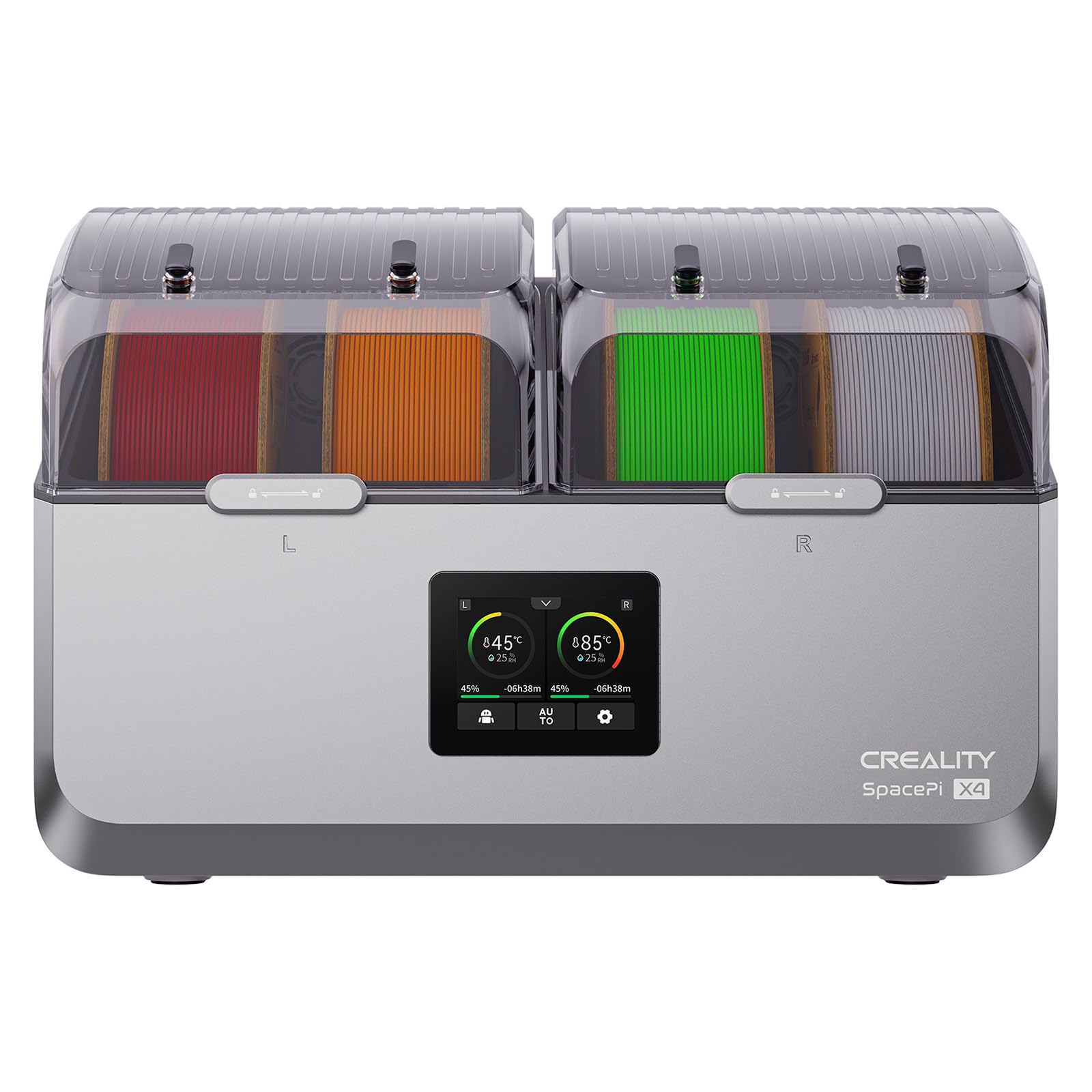 Creality Filament Dryer Box 4 Spools, Space Pi X4 Filament Storage Box, 200W PTC Heats Up to 85°C, Dual Heating Chambers, Fast Drying & Moisture-Free Storage, for PLA, PETG, TPU, ABS