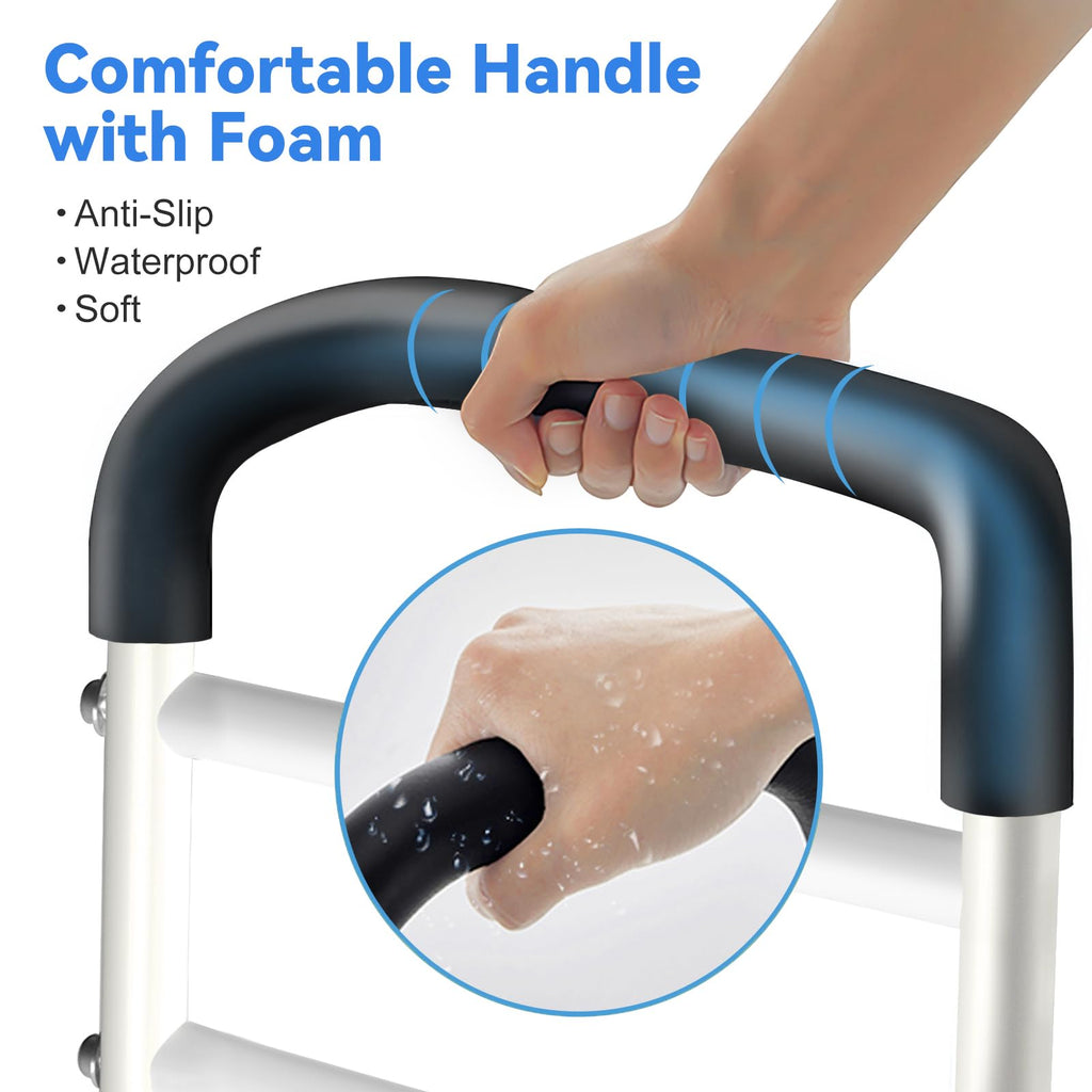 KingPavonini Bed Rails for Elderly Adults Safety - Adjustable Bed Cane with Non-Slip Ergonomic Handle and Storage Pocket, Bed Railings for Seniors Hold up to 350 Lbs, Tool-Free Installation